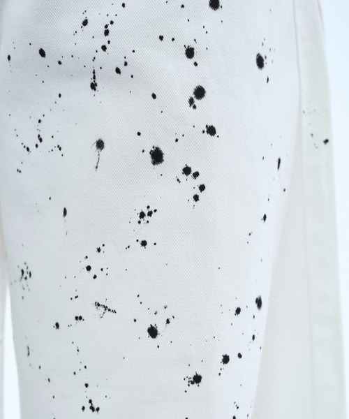 ジーンズ Hand paint wide buggy flare denim pants / ハンドペイント