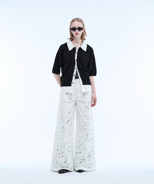seyto サイズ2 / ハンドペイントワイドバギーデニムパンツ ジーンズ Hand paint wide buggy flare denim pants / ハンドペイント