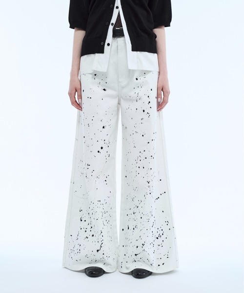 seytoサイズ1 / ハンドペイントワイドバギーデニムパンツ ジーンズ Hand paint wide buggy flare denim pants / ハンドペイント