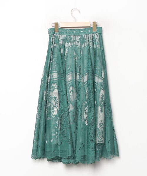 「FRAY I.D」 レースフレアスカート 1 グリーン レディース_画像2