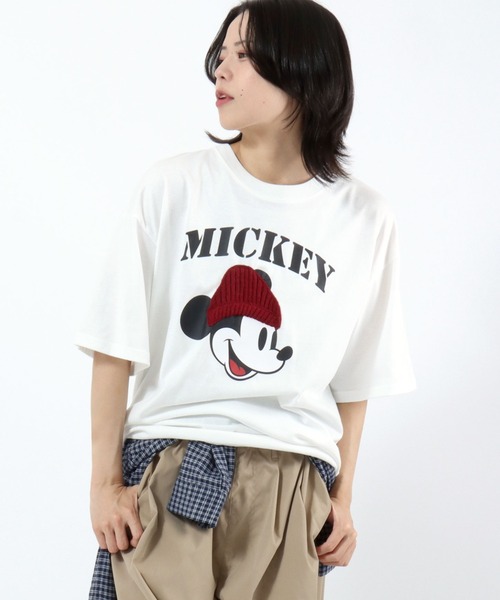 H*す様 ディズニー 半袖 ビッグシルエット ユニセックスM ミッキーマウスと仲 Disney（ディズニー） tシャツ 半袖 キャラクターTシャツ/ミッキー