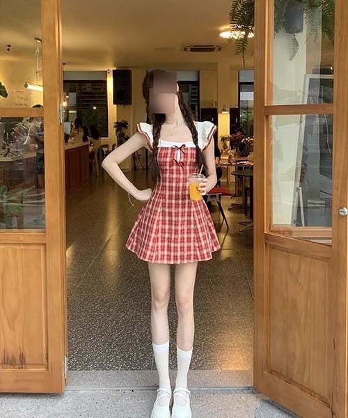 gossip!ロサンゼルス ワンピース レッドチェック ガーリー フリル