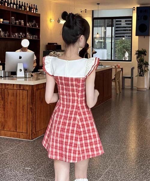 gossip!ロサンゼルス ワンピース レッドチェック ガーリー フリル