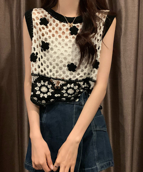 「c.u.l」 ニットベスト FREE ホワイト レディース_画像2