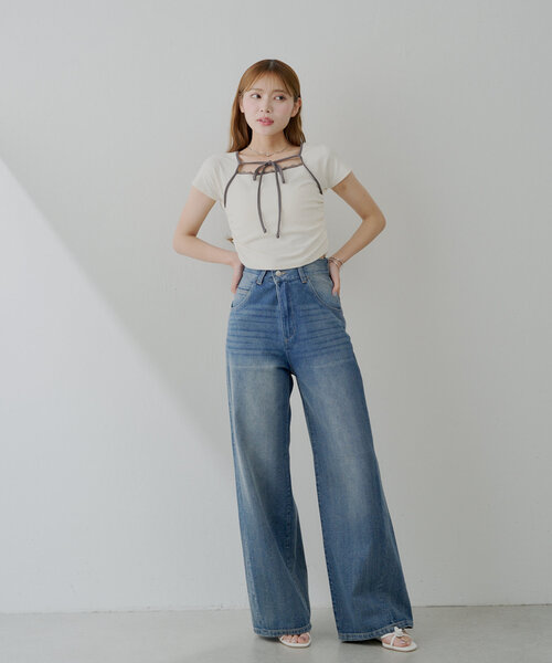 「Chico」 デニムパンツ LARGE ベージュ レディース_画像6