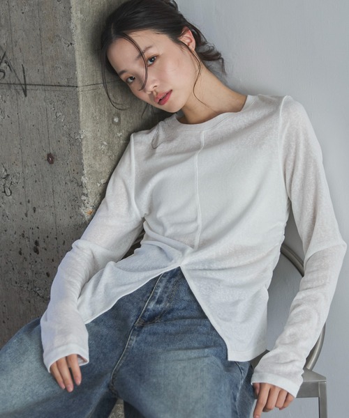 「feepur」 長袖カットソー MEDIUM オフホワイト レディース_画像9