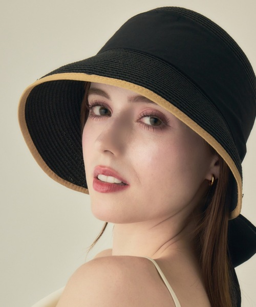muku 帽子 ハット 紫外線カット レディース STRAW HAT/RIBBON
