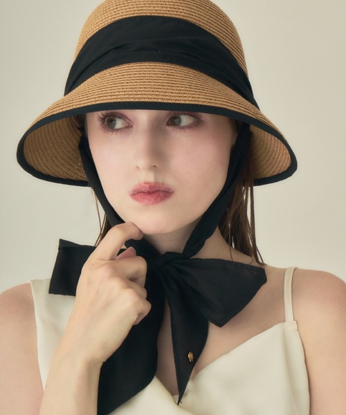 muku 帽子 ハット 紫外線カット レディース STRAW HAT/RIBBON