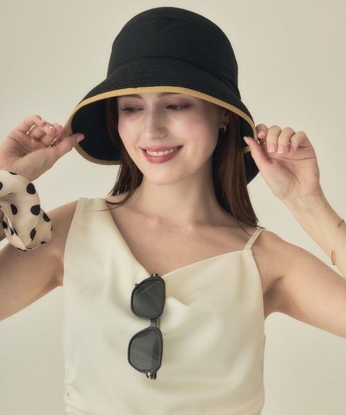 muku 帽子 ハット 紫外線カット レディース STRAW HAT/RIBBON