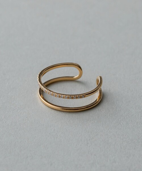ete 指輪 リング K18YG パーティクル ダブルライン レディース