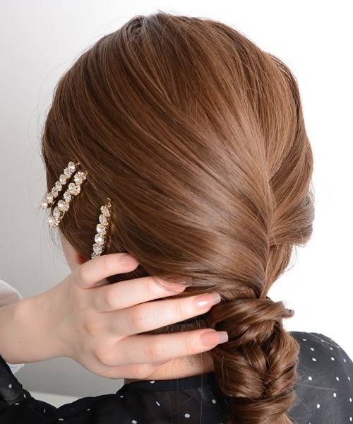 VIBGYOR Women ヘアピン 「float」キラキラ ビジュー ゴールド