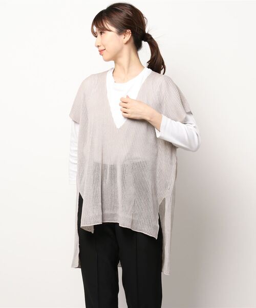 イエナ　ニット　ベスト ノーカラー アイボリー　ジレ IENA（イエナ）｜ベスト一覧 - WEAR