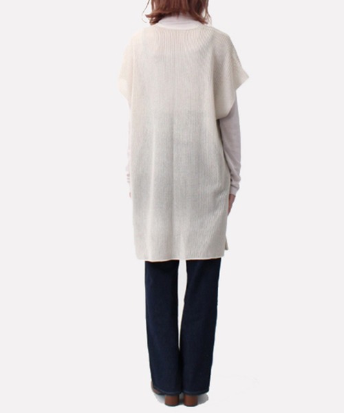 STYLEBLOCK ベスト ジレ 麻タッチ透かし編みニットベスト