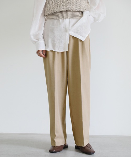 select moca【美品】 ベージュ オーバーサイズ ノーカラー セット select MOCA セットアップ ノーカラールーズベストセットアップ