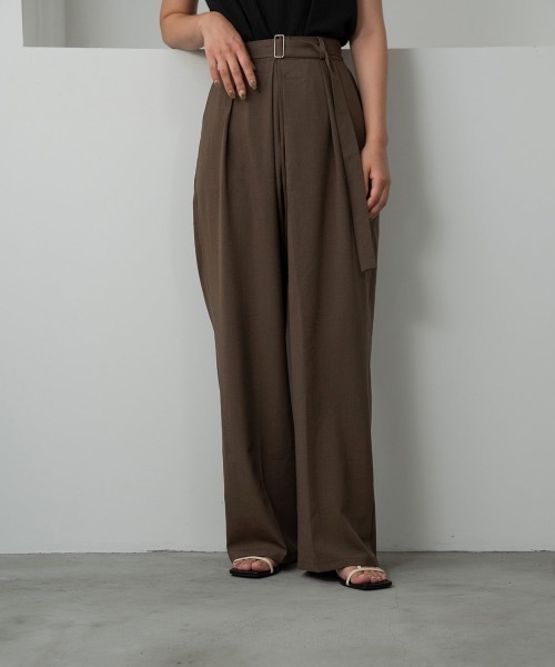 lawgy（ラウジー） パンツ tuck straight belt set pants / タック