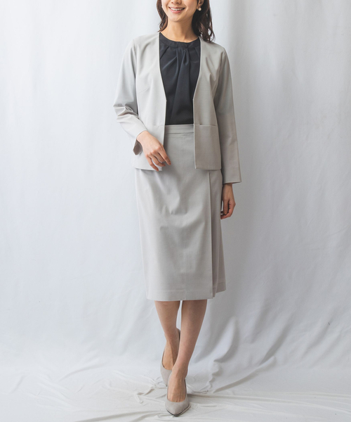 ナラカミーチェ（NARACAMICIE）/【セットアップスーツ対応】キュプラノーカラージャケット NARACAMICIE（ナラカミーチェ） ジャケット ノーカラージャケット