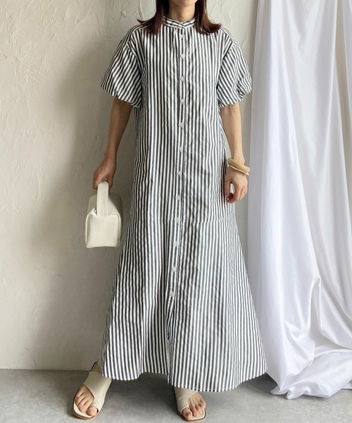 She's Closet ワンピース シャツワンピース バンドカラー