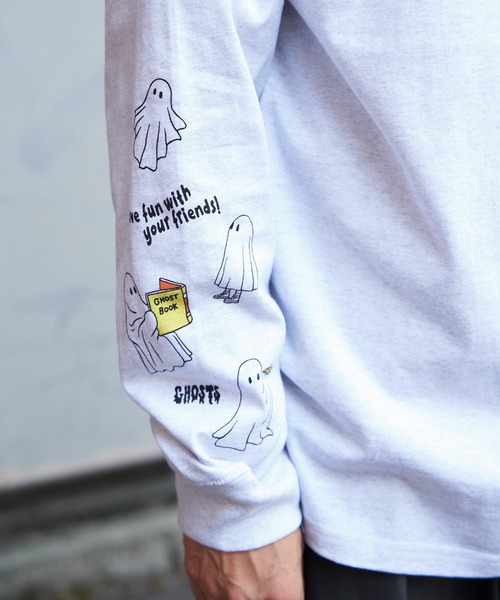 tシャツ 袖オバケプリント ロングスリーブTシャツ メンズ レディース | NO NEED | 18