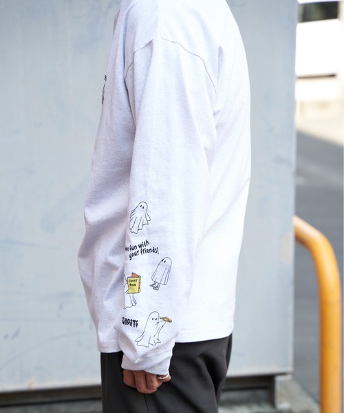 tシャツ 袖オバケプリント ロングスリーブTシャツ メンズ レディース | NO NEED | 17