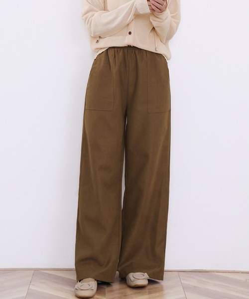 スラックス パンツ ストレートワイドパンツ レディース