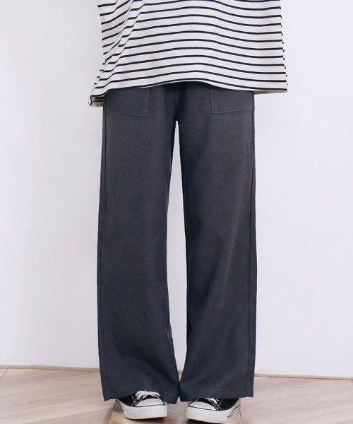 スラックス パンツ ストレートワイドパンツ レディース