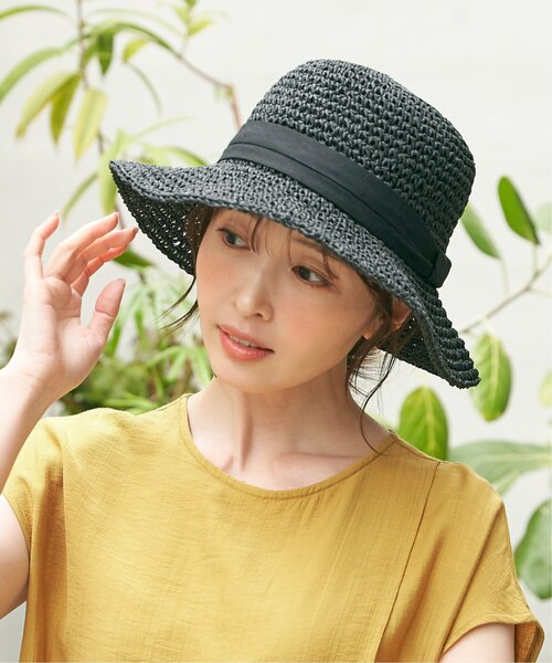 ikka（イッカ） 帽子 ハット レディース 雑材こま編みハット