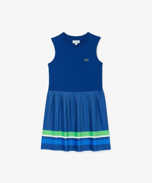LACOSTE ワンピース ボーダースカートノースリーブテニスドレス