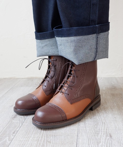 モードカオリ（MODE KAORI）/【3E】メダリオンレースアップブーツ/6712 MODE KAORI（モードカオリ） ブーツ 「3E」メダリオンレースアップ