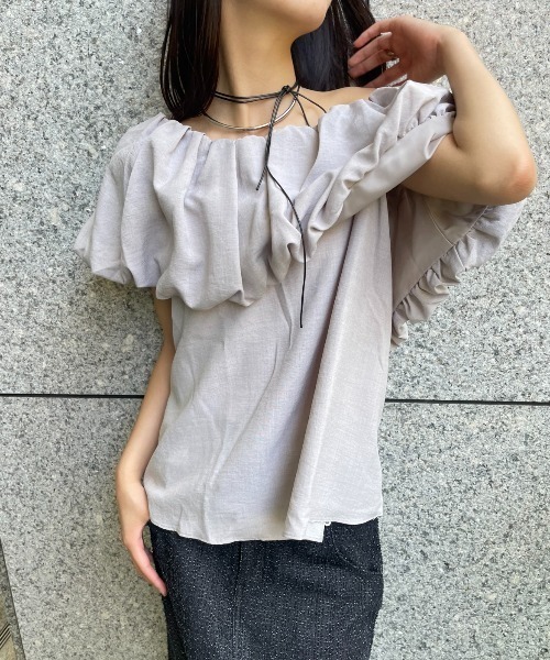 AIC. ブラウス シャツ 2WAYバックリボンオフショルトップス