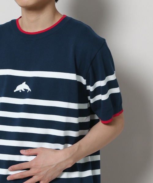 ニット セーター 「UNISEX」Wai Kei／イルカボーダーニットT レディース メンズ WaiKei ニット セーター 「UNISEX」Wai Kei／イルカボーダー