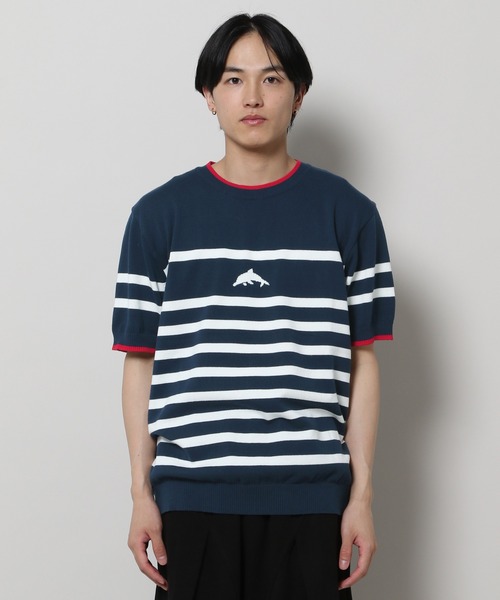 ニット セーター 「UNISEX」Wai Kei／イルカボーダーニットT レディース メンズ WaiKei ニット セーター 「UNISEX」Wai Kei／イルカボーダー