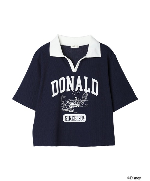 Disney tシャツ ドナルド/襟付きプリントプルオーバー