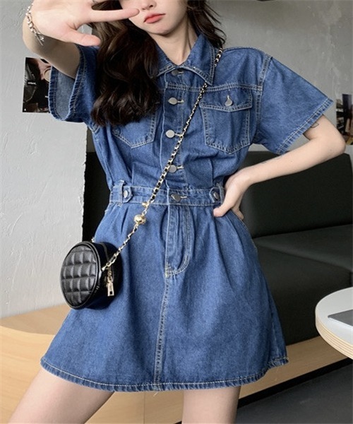 FREE STYLISTS ワンピース 半袖 レディース デニムワンピース