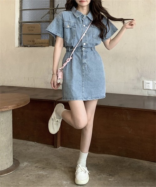 FREE STYLISTS ワンピース 半袖 レディース デニムワンピース