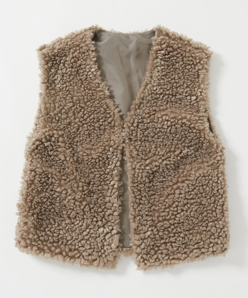 devirock（デビロック） ベスト 洗える プードルボア ロングベスト