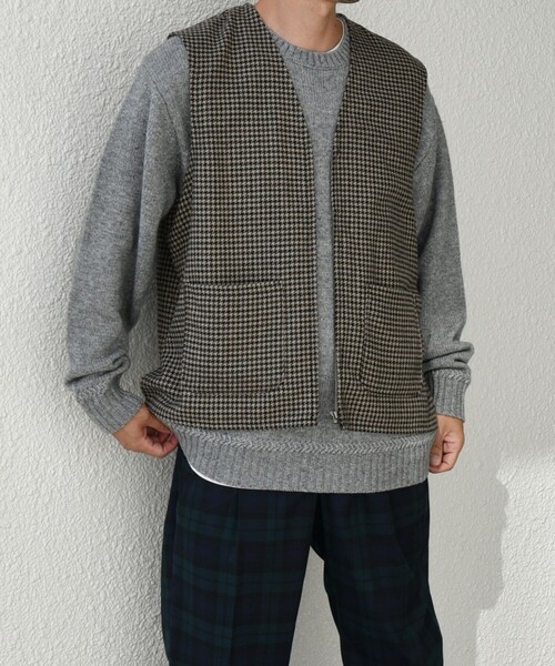SHIPS any ベスト ジレ any: 「手洗い可能」リラックス ツイード