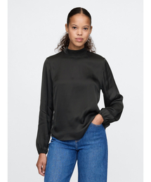 GAP ブラウス シャツ サテン モックネックトップス レディース
