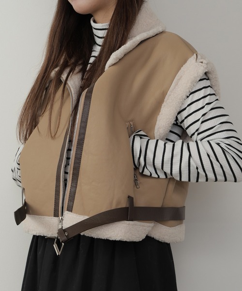 ROOP TOKYO ムートンコート ボアコート ベルト付き ショート丈