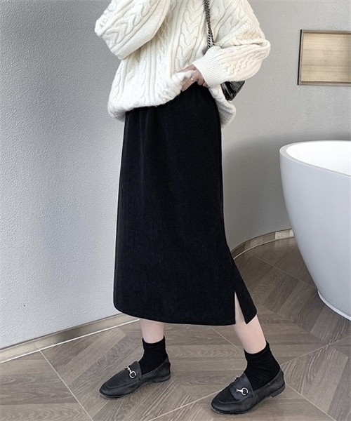 FREE STYLISTS スカート サイドスリット コーデュロイスカート