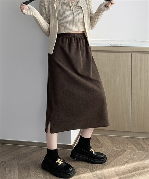 FREE STYLISTS ロング スカート サイドスリット コーデュロイスカート