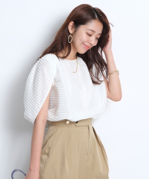 JUSGLITTY ホワイトブラウス SIZE1 JUSGLITTY 「JUSGLITTY」 半袖ブラウス 1 ホワイト レディース
