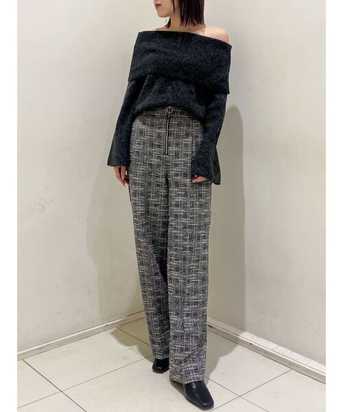 LAGUNAMOON（ラグナムーン） パンツ カットツイードフロントZIPパンツ