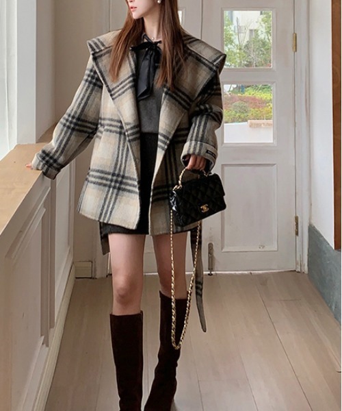 gossip!ロサンゼルス コート チェスターコート Y2K レトロなチェック柄