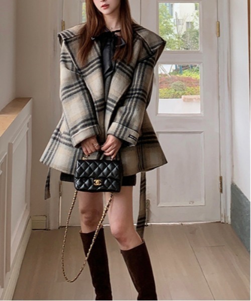 gossip!ロサンゼルス コート チェスターコート Y2K レトロなチェック柄