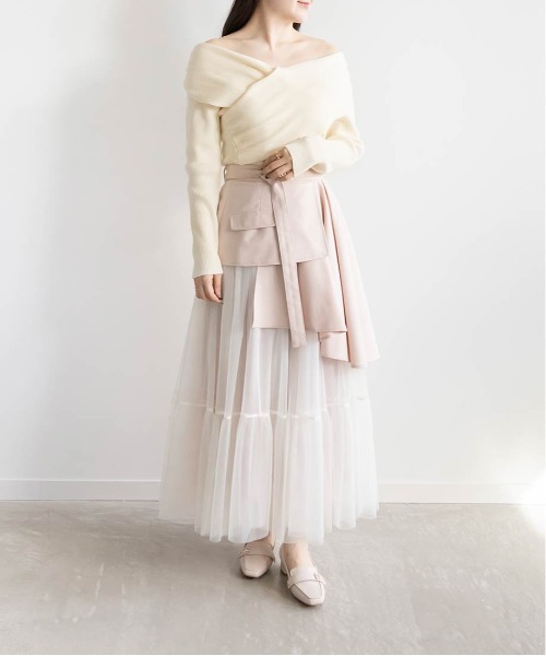 ランダ RANDA オフショルクロスニットトップス （GRAY） ランダ RANDA オフショルクロスニットトップス （GRAY