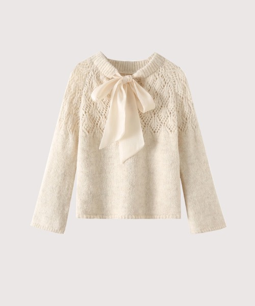 ニット セーター プルオーバーワントーンリボンニット Pullover One Tone Ribbon Knit レディース