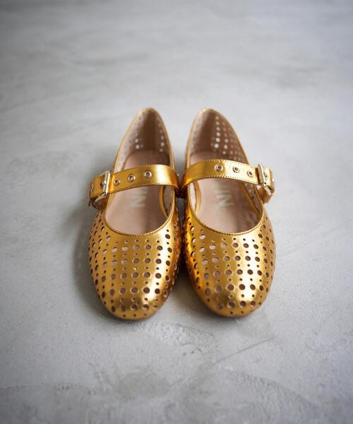 LANVIN en Bleu バレエシューズ パンプス パンチングレザー