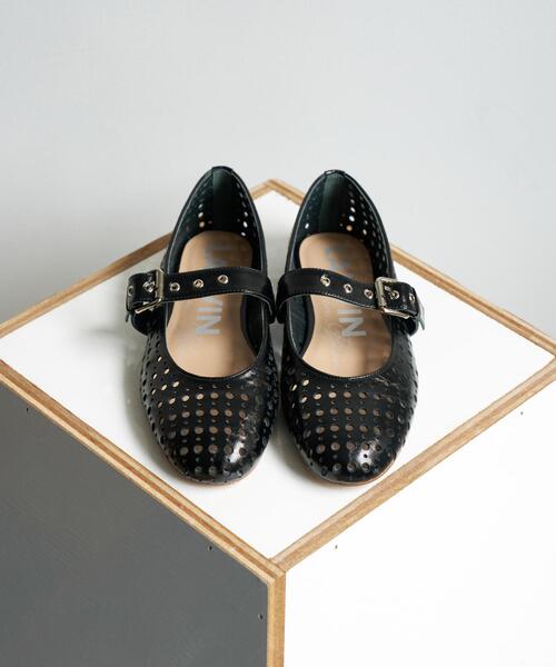 LANVIN en Bleu バレエシューズ パンプス パンチングレザー
