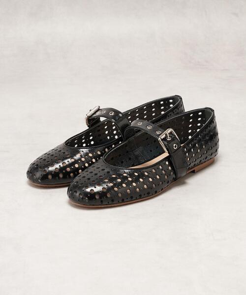 LANVIN en Bleu バレエシューズ パンプス パンチングレザー