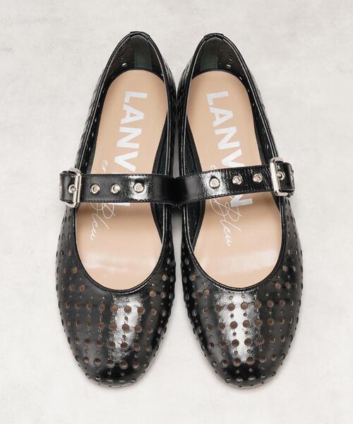 LANVIN en Bleu バレエシューズ パンプス パンチングレザー